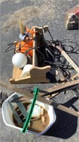 Scoop shovel, bucket, owl, bench, funnel, etc