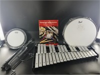 Pearl marching band set including snare drum and x