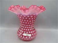 Fenton cranberry opal Windows 9" vase