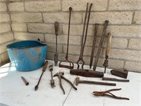 Antique Black Smith Tools w Bucket