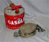 Vintage Gasoline Can & Pulley Lot