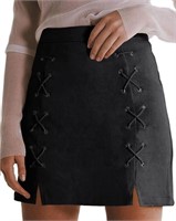 MANGOPOP Mini Faux Suede Skirt for Women High Wais