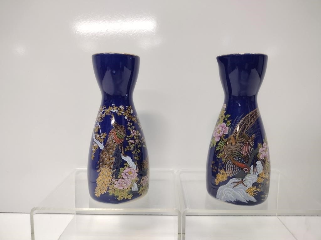Cobalt Blue Ceramic Japanese Sake Carafes