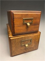 Two Vintage Dovetailed Single File Card Boxes