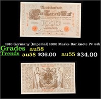 1910 Germany (Imperial) 1000 Marks Banknote P# 44b