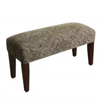 Upholstered Accent Bench Wood Legs, Paisley Chenie