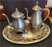 2 SILVERPLATE COFFEE POTS - ONE IS DAMAGED