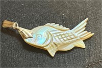 Carved Mother of Pearl Fish Pendant