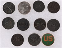 WW1 US ARMY COLLAR DISK LOT OF 11 DBG INDIAN SCOUT