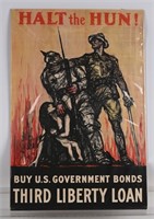 WWI US HALT THE HUN WAR BOND POSTER WW1