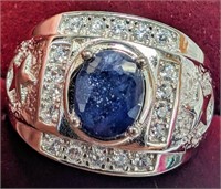 $500 Silver 7.92G Sapphire Ring