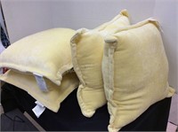 Four Like New Chenille Soft Yellow Pillows