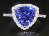 Trillion Cut 3.20 ct Tanzanite Designer Ring