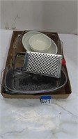 casserole dish, grater, kitchen dishes