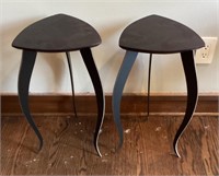 2 small triangular side tables