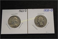 1963 D 1935 D SILVER WASHINGTON QUARTERS