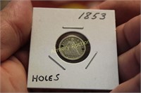 1853 SEATED DIME (HOLE)