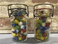 (12 PCS) VINTAGE CANNING JARS WITH MARBLES