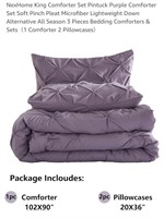 3 Pc King Size Pintuck Comforter & 2 Pillowcases,