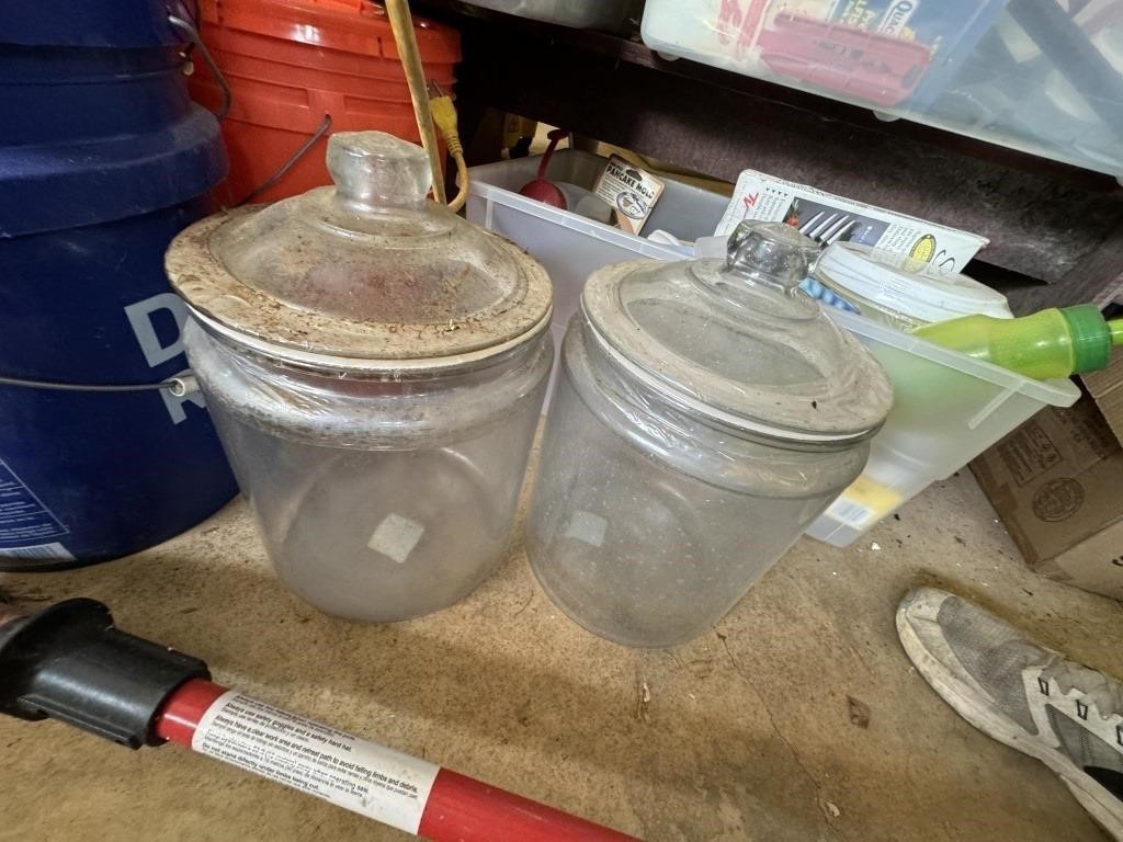 TWO GLASS JARS