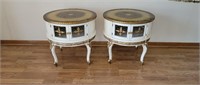 2 French Rococo Style Carved Round Side Tables