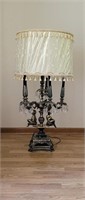French Prism Cherub Candelabra Table Lamp
