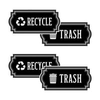 NEW (2.2" X 4.7")  4 PK  Recycle and Trash Decal