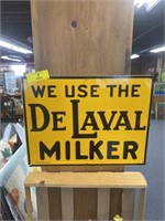 Vintage DeLaval Milker Tin Sign Green Back, 16"x12