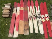 Assorted Home Built Water Skis with Jig