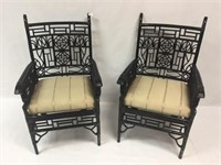 2 Black Laquer Oriental Arm Chairs - 2 X's MONEY