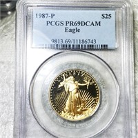 1987-P $25 Gold Eagle PCGS - PR69DCAM 1/2Oz