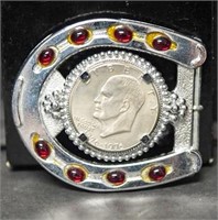 Horseshoe Belt Buckle w/ Bicentennial Dollar Coin