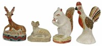 (4) AMERICAN PAINTED CHALKWARE ANIMAL FIGURES