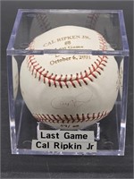 Autographed Cal Ripkin Jr. Last Game Ball w COA