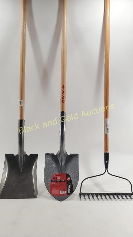 (2) New Shovels & (1) New Rake