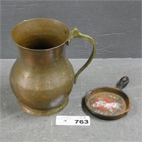 Copper Pot w/ Metal Figures and Small Cast Iron