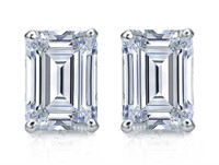 14kt Gold 2.00 ct Emerald Cut Lab Diamond Earrings