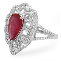 4.00ct Ruby & 0.80ct Diamond Ring in 14K Gold