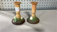 Pair of Roseville 652-41/2 Gardenia Candlesticks