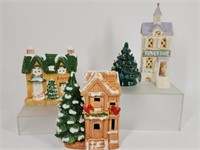 Ceramic Christmas Lights Houses & Tree