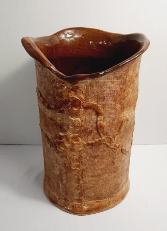 Bawk Handmade Pottery Art Signed Vase
