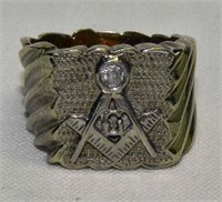 14kt White Gold Masonic Men's Ring
