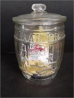 Barrel Type Planters Peanuts Jar w/Lid