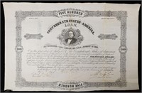 Dec. 2, 1862 Confederate States $500 Civil War Loa