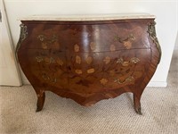 Antique French Inlaid Secretary Desk w/ Marble Top