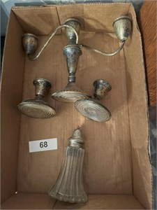 4 Sterling Pieces - mainly candleholders