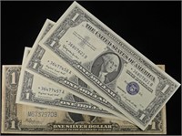 (1) 1923 LARGE $1 & (3) 1957 $1 STAR NOTES