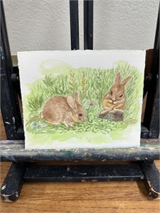 Watercolor of Baby Bunnies Unsigned