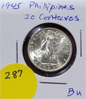 1945 BU U.S. / FILIPINAS 20 CENTAVOS COIN
