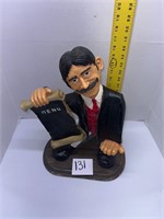 WAITER MAITRE D COUNTERTOP STATUE / WINE HOLDER